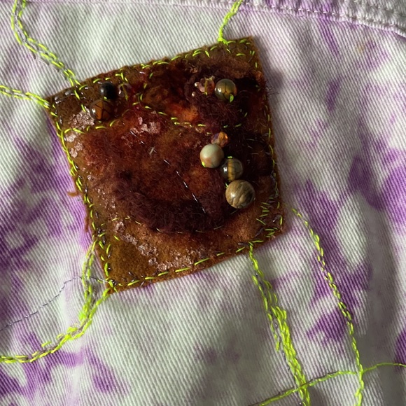 Hand embroidered + embellished jean style jacket - Picture 6 of 15